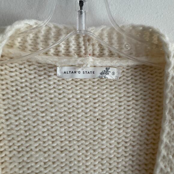 Altar’d State Callie Ribbon Chunky Knit Cardigan Small Coquette Cottagecore Fall - Picture 4 of 6